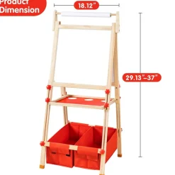 Finenolo All-in-One Art Easel Kids Easels for Kids, Height Adjustable Wooden Art Easel with Paper Roll for Toddlers 2-4 Years and Magnetic Double Sided Art Easel for Kids Ages 4-8