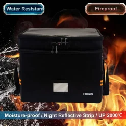Fireproof Document File Box with Lock | Water resistant Organizer | Portable Collapsible Storage Cabinet