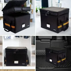Fireproof Document File Box with Lock | Water resistant Organizer | Portable Collapsible Storage Cabinet