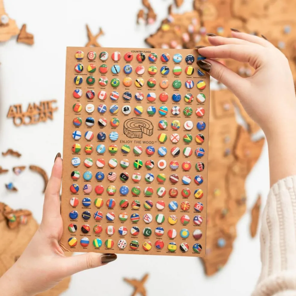 Flags Push Pins For Wood World Map by Enjoy The Wood