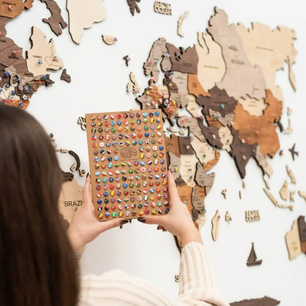 Flags Push Pins For Wood World Map by Enjoy The Wood
