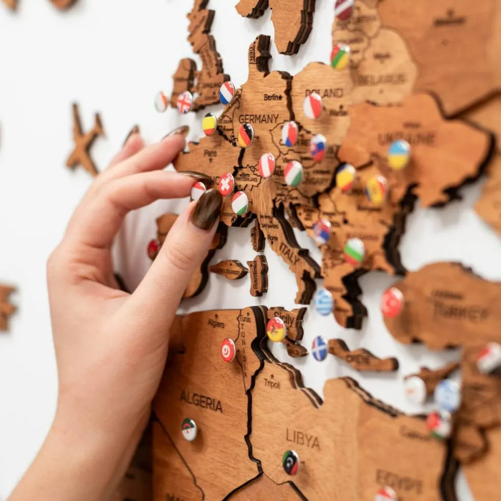 Flags Push Pins For Wood World Map by Enjoy The Wood