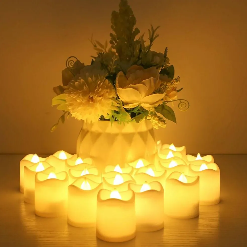Flameless LED Tea Lights Set, Battery Operated Votive Candles Decor
