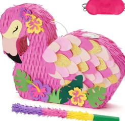Flamingo Piñata - Pink Piñata Bundle with Blindfold and Bat for Girls Kids Piñata Tropical Flamingo Theme Birthday Party Supplies Summer Pool Party Decorations for Fiestas Baby Shower