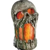 12" Flaming Rotted Skull Animated Prop Tabletop Halloween Decor