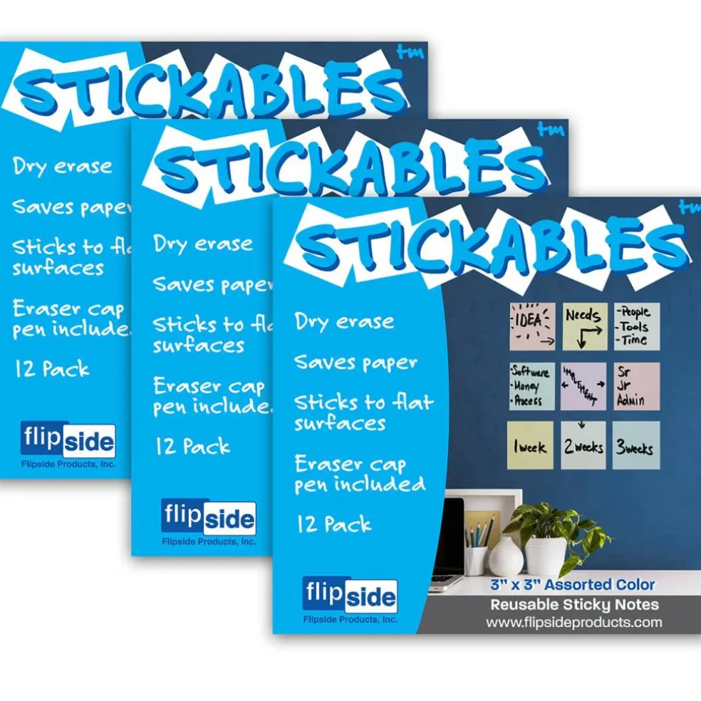 Flipside Assorted Pastel Colors Dry Erase Stickables With Dry Erase Marker