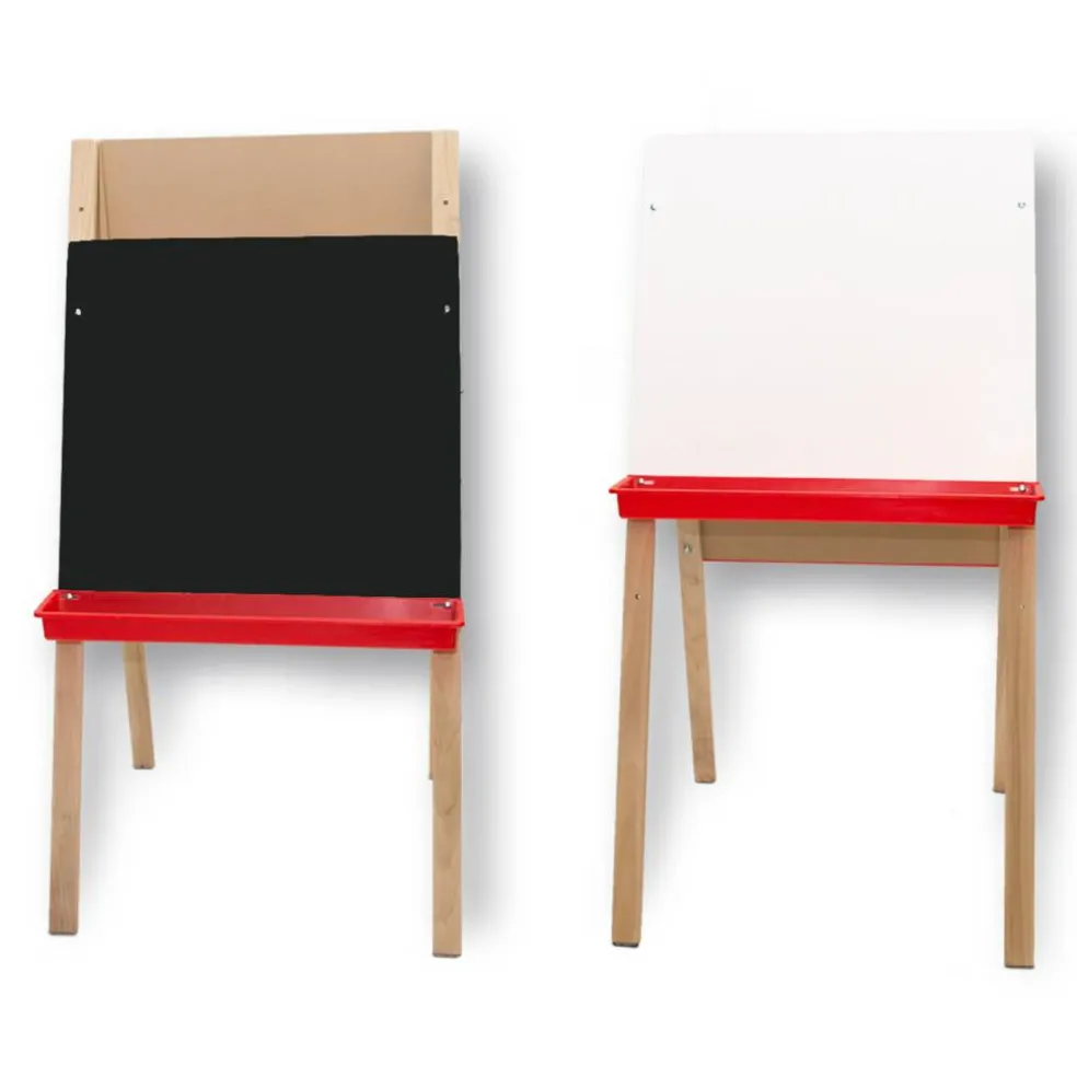 Flipside Products Double-Sided Adjustable Standing Easel, Dry Erase/Chalkboard, Whiteboard Easel, Drawing, Classroom, Home