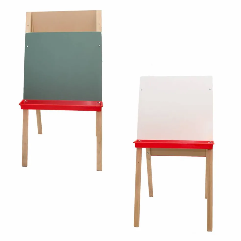 Flipside Products Double-Sided Adjustable Standing Easel, Dry Erase/Chalkboard, Whiteboard Easel, Drawing, Classroom, Home