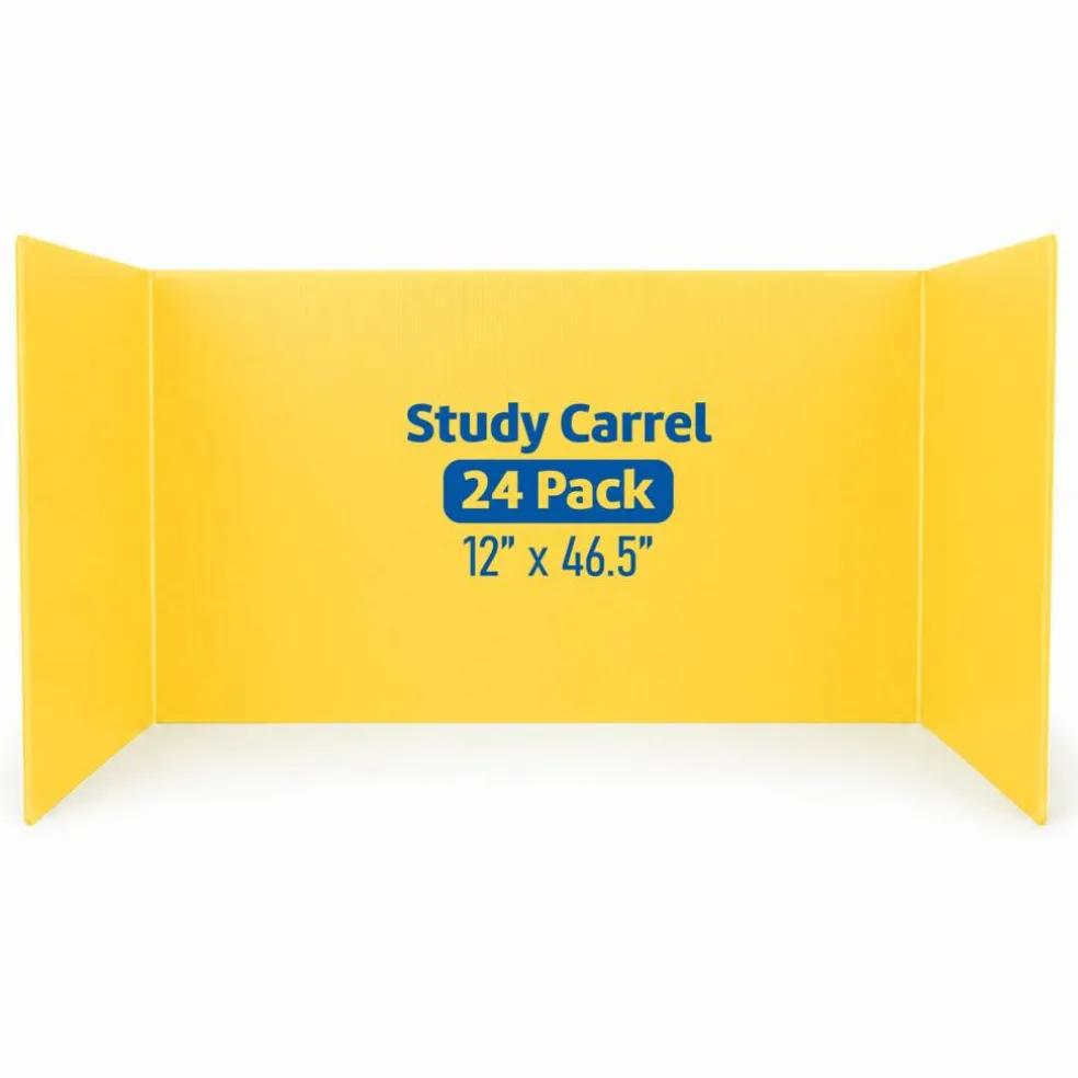 Flipside Products Plastic Study Carrels, 12" x 46.5", 3mm Trifold Desk Dividers, Classroom Privacy Boards, Foldable Testing Partitions