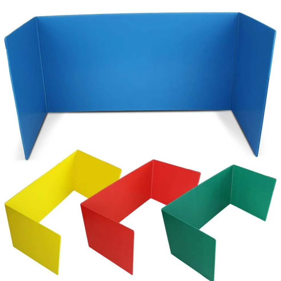 Flipside Products Plastic Study Carrels, 12" x 46.5", 3mm Trifold Desk Dividers, Classroom Privacy Boards, Foldable Testing Partitions