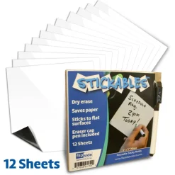 Flipside Products Repositionable Dry Erase Sticky Notes with Marker & Eraser, White