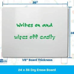 Flipside Products  White Dry Erase Unframed Board, Home, Office, Classroom, Large White Board, Writable and Erasable