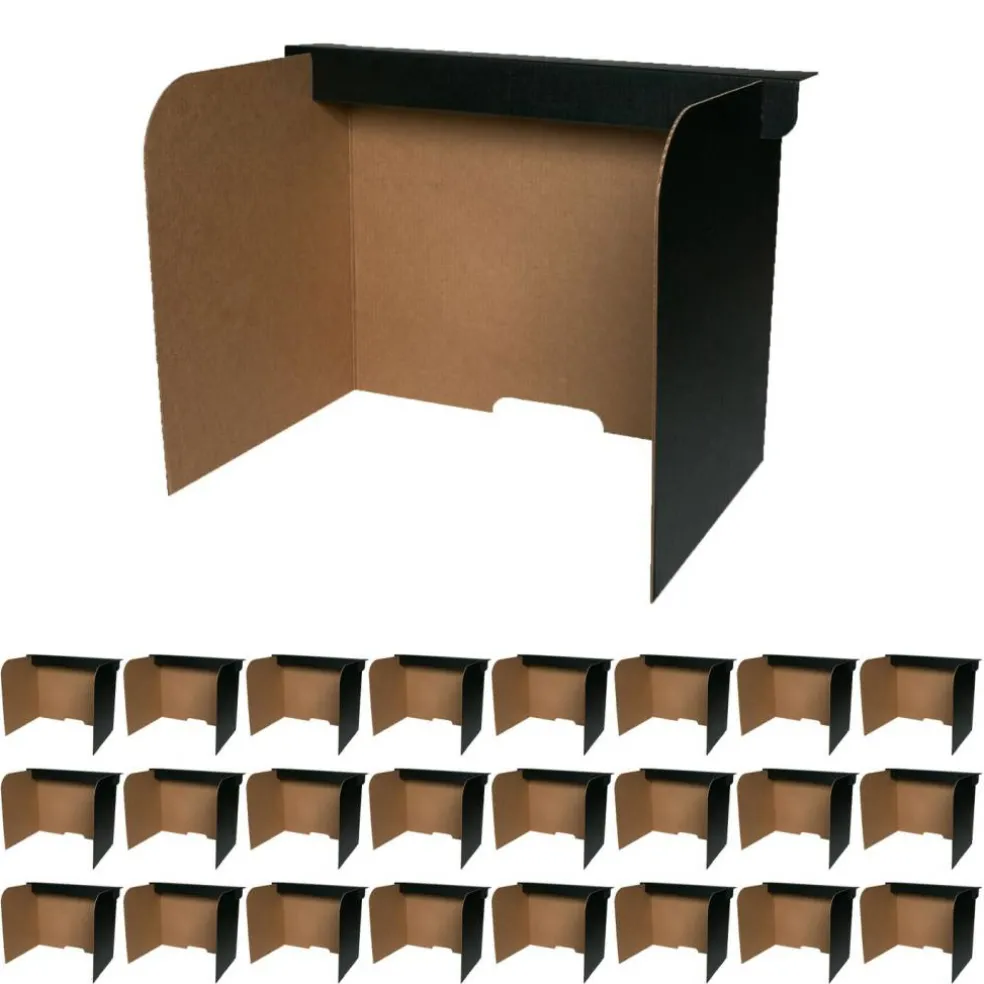 Flipside Products 54" x 18" Black Desktop Privacy Screen, Small, Dividers For Laptops And Computers, Reduce Distractions, Test Divider, Pack of 24
