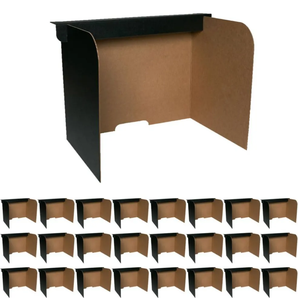 Flipside Products 54" x 18" Black Desktop Privacy Screen, Small, Dividers For Laptops And Computers, Reduce Distractions, Test Divider, Pack of 24