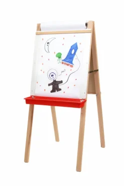 Flipside Products - 44" x 19" Child's Chalkboard and White Dry Erase Easel with Paper Roll, Kids Foldable, Drawing In Classroom
