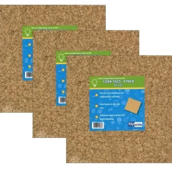 Flipside Products 6" x 6" Natural Cork Tiles, 3 Packs of 4