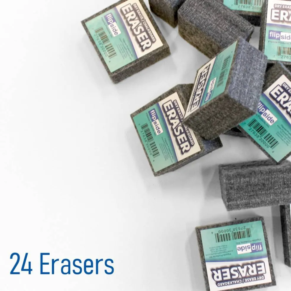 Flipside Products 2" x 2" Student Erasers For Chalkboard And Dry Erase Board, Small Erasers, Felt, Blackboard, Whiteboard, Classroom Cleaning