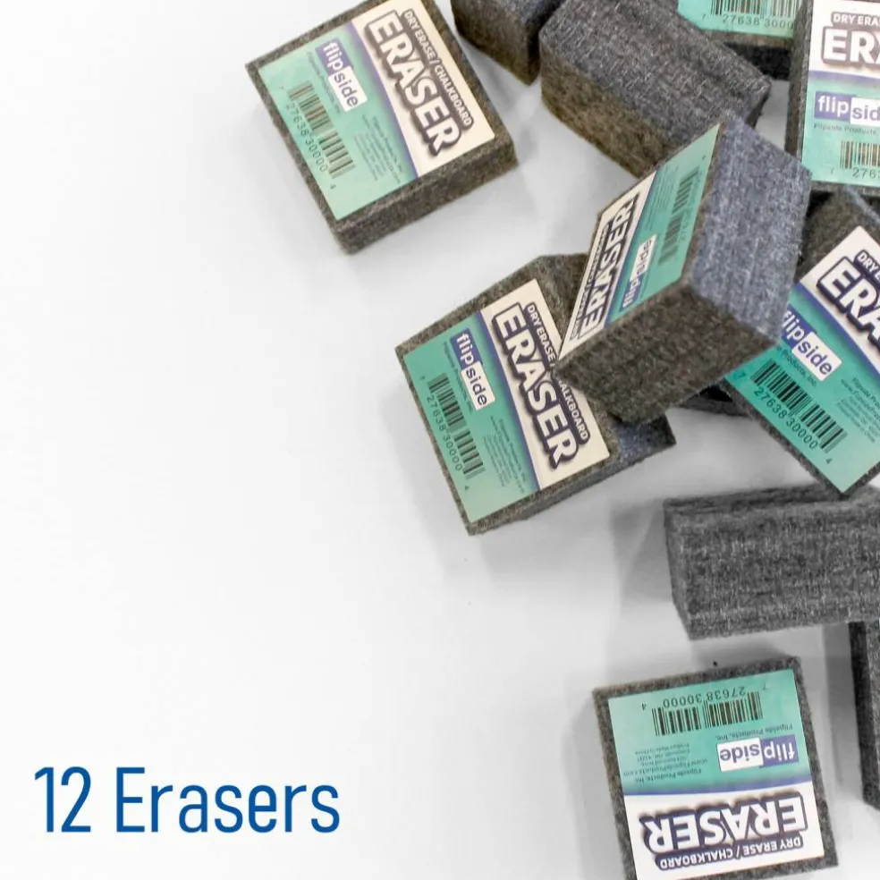 Flipside Products 2" x 2" Student Erasers For Chalkboard And Dry Erase Board, Small Erasers, Felt, Blackboard, Whiteboard, Classroom Cleaning