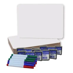 Flipside 9" x 12" Dry Erase Boards with Colored Pens & Erasers Set, 12ct.
