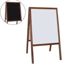 Flipside 42" x 24" Stained Marquee Easel with White Dry Erase Board & Black Chalkboard