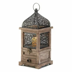 14'' Flip-Top Wooden Lantern