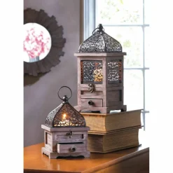 14'' Flip-Top Wooden Lantern