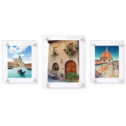 Floating Acrylic Gallery Wall Frame Set with 1" Standoff Hardware: (2) 8" x 10" & (1) 11" x 14" Graphic Sizes
