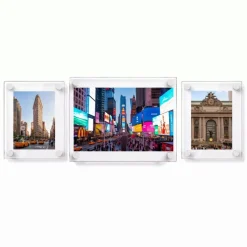 Floating Acrylic Gallery Wall Frame Set with 1" Standoff Hardware: (2) 8" x 10" & (1) 11" x 17" Graphic Sizes
