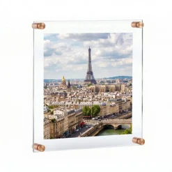 Floating Acrylic Wall Frame with Silver Stand Off Caps: 16" x 20" Graphic Size, Overall Frame Size: 20" x 24"