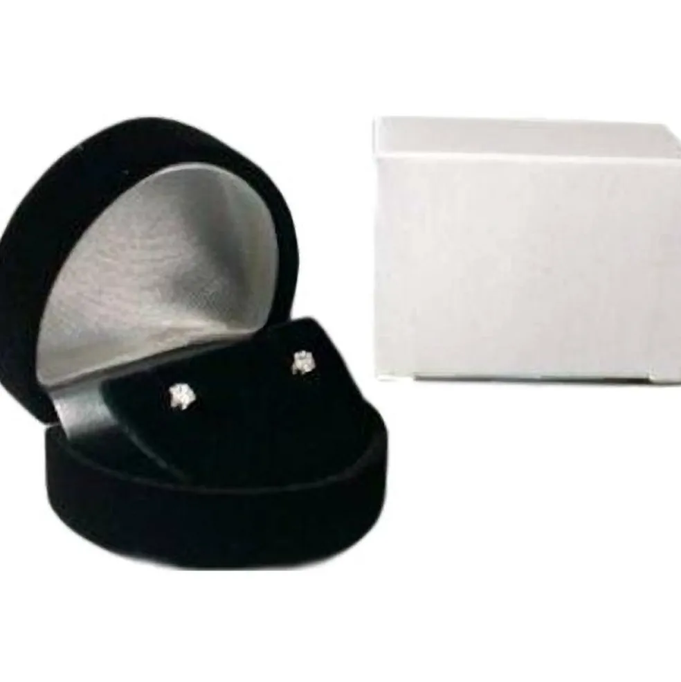 12 Flocked Earring Heart Gift Display Boxes