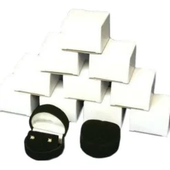 12 Flocked Earring Heart Gift Display Boxes