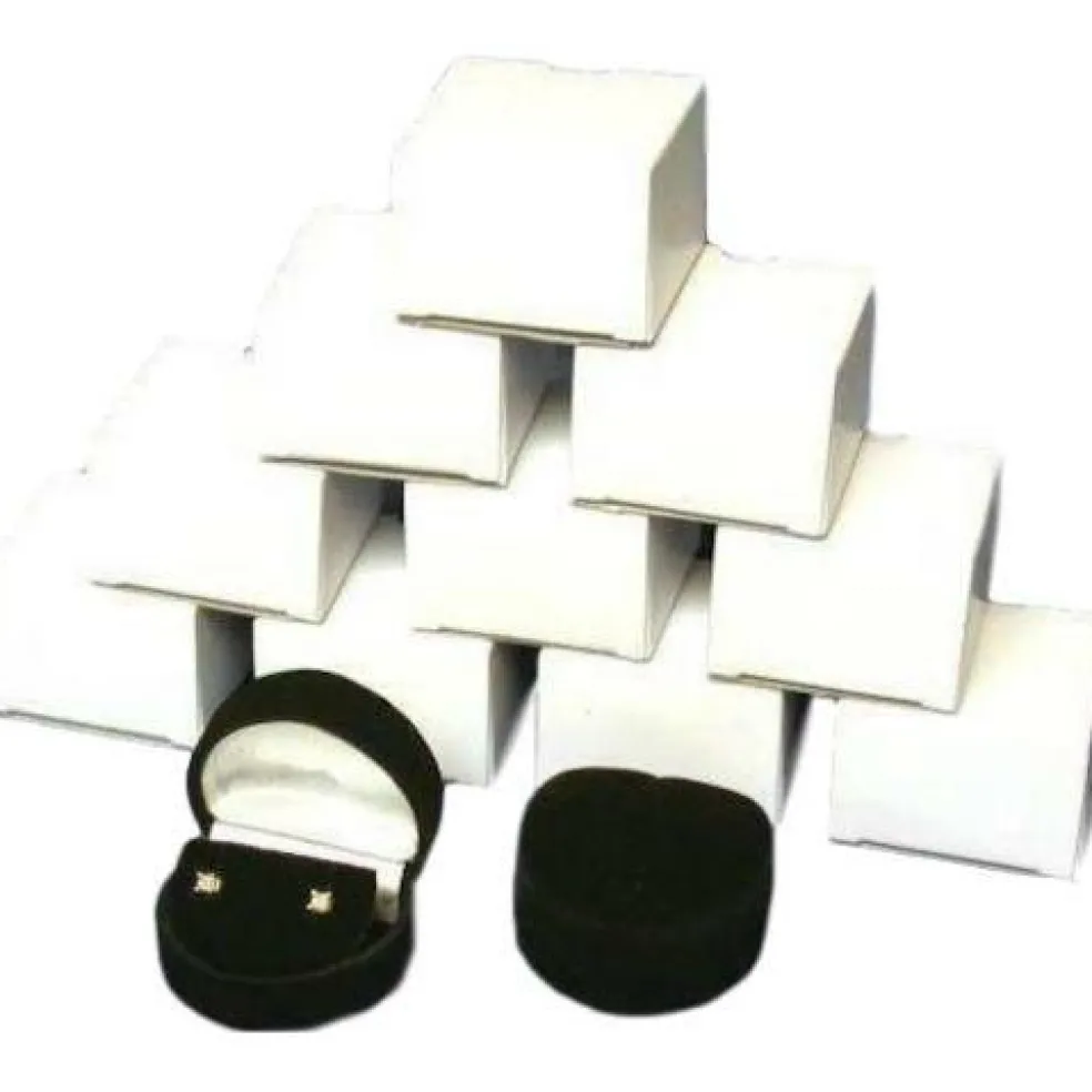 12 Flocked Earring Heart Gift Display Boxes