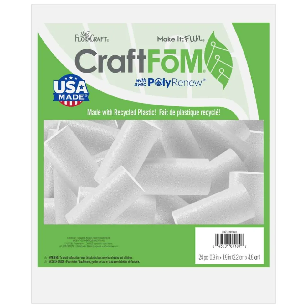 FloraCraft® CraftFōM® 1" x 2" White Foam Rods, 24ct.