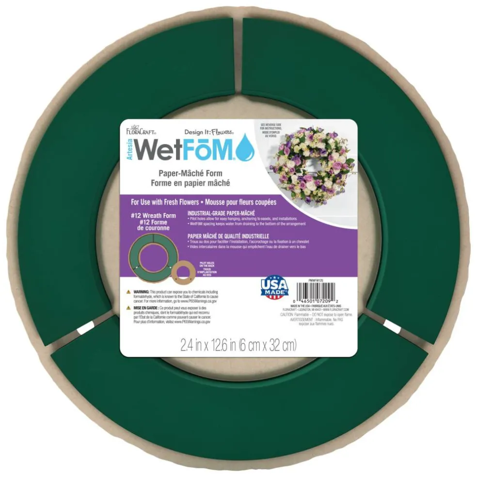 FloraCraft® 12.5" Green Artesia WetFōM® Paper Mache Wreath Form