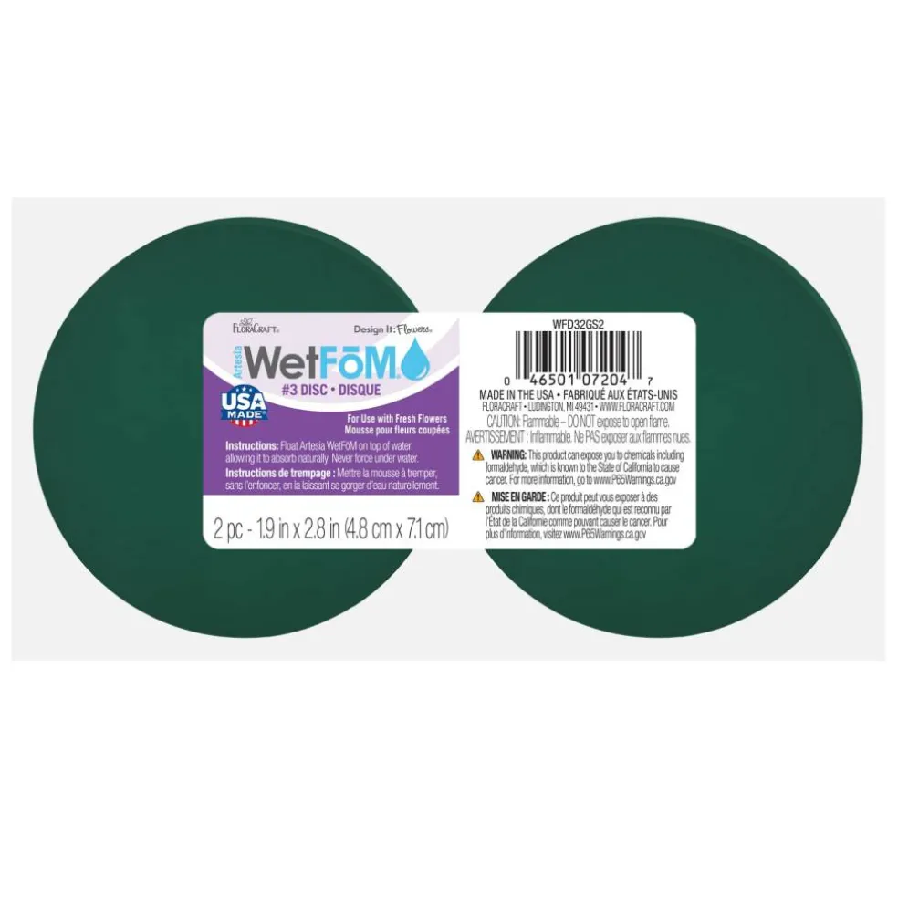 FloraCraft® 1.75" x 2.75" Green Artesia WetFōM® Discs, 2ct.