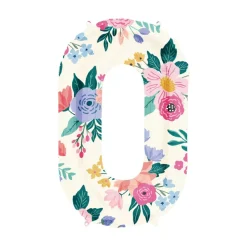 34" Floral Number Foil Balloon
