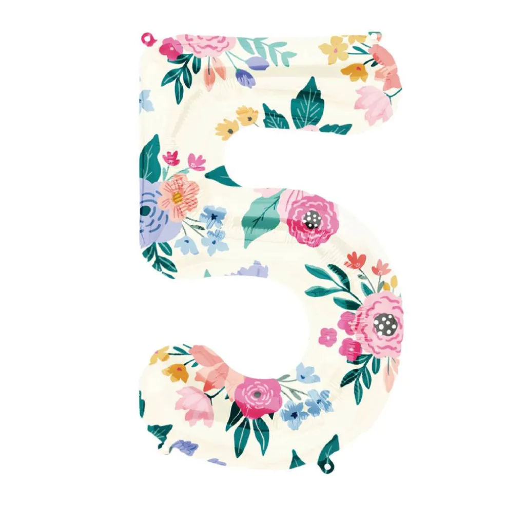 34" Floral Number Foil Balloon