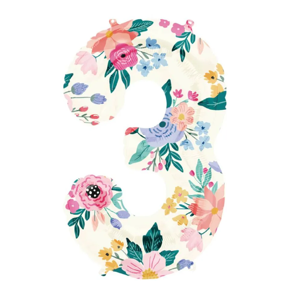 34" Floral Number Foil Balloon
