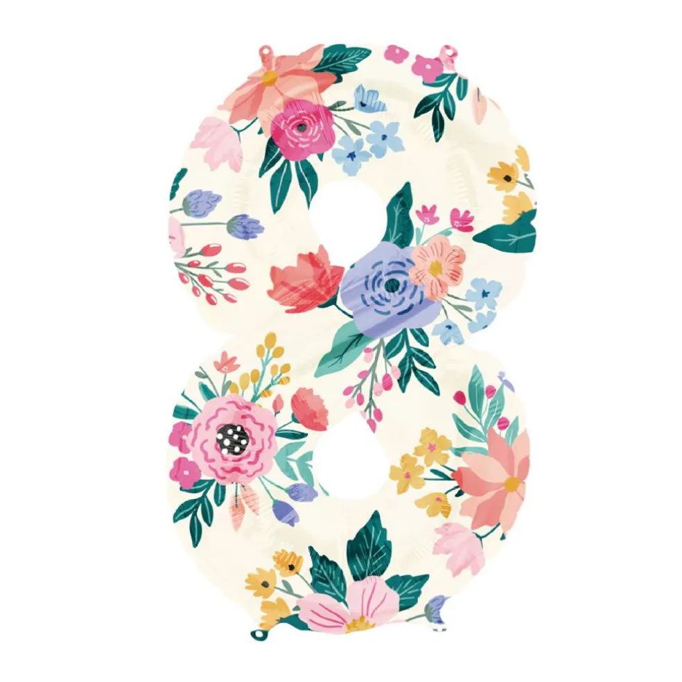 34" Floral Number Foil Balloon