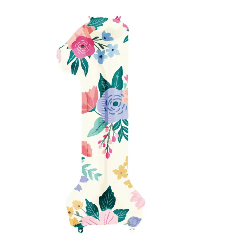 34" Floral Number Foil Balloon