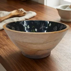 12" Floral Patterned Wood Bowl by Ashland®