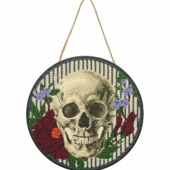 8" Floral Skull Round Wood Plaque Diamond Art Kit by Make MarketĀ®