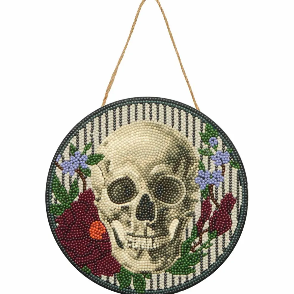 8" Floral Skull Round Wood Plaque Diamond Art Kit by Make Market®