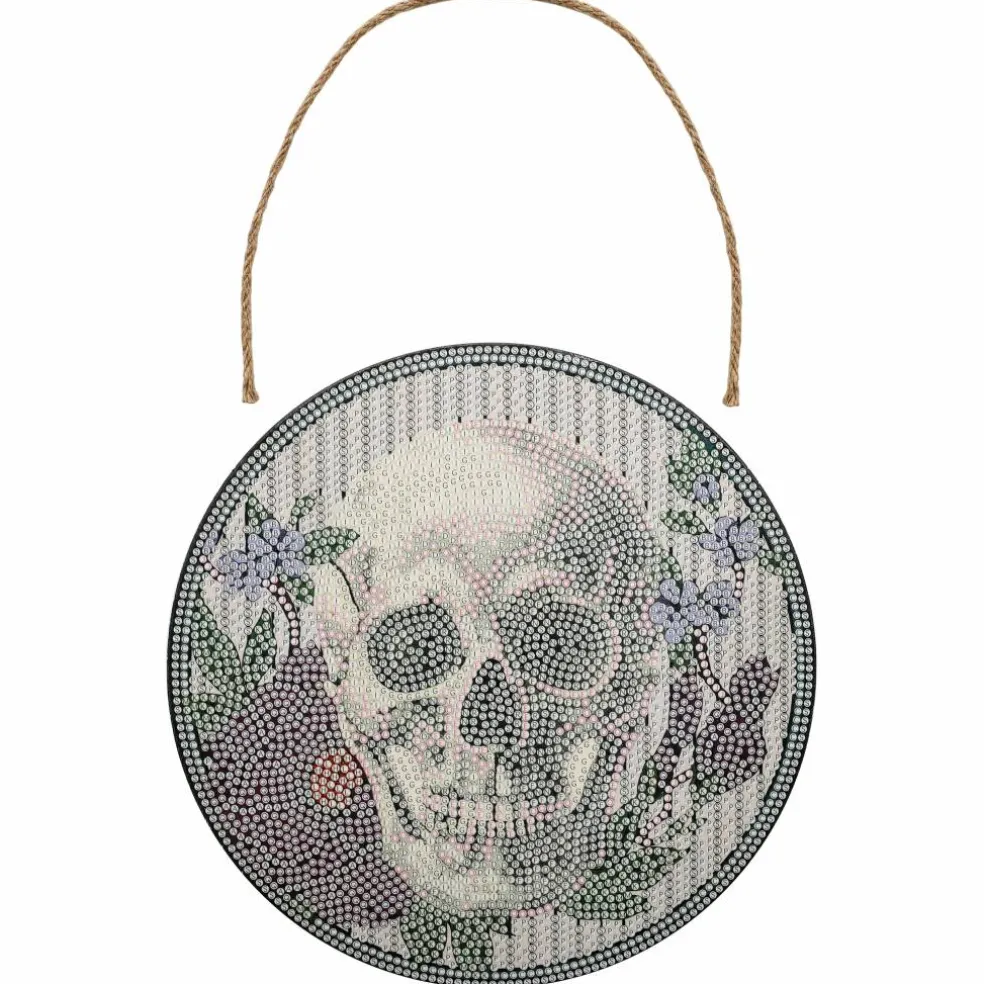 8" Floral Skull Round Wood Plaque Diamond Art Kit by Make Market®