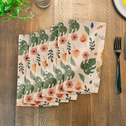 Floral Summer Palms 10" x 10" Cotton Twill Napkin