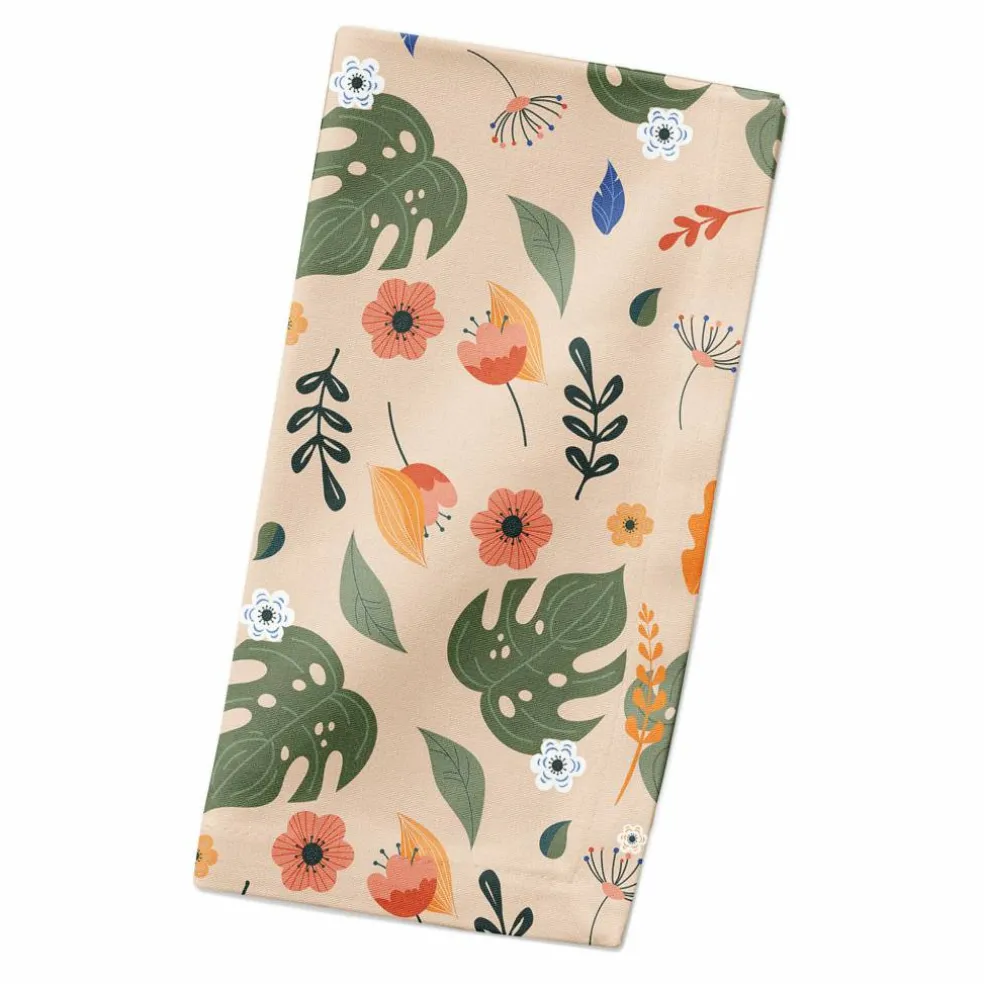 Floral Summer Palms 10" x 10" Cotton Twill Napkin