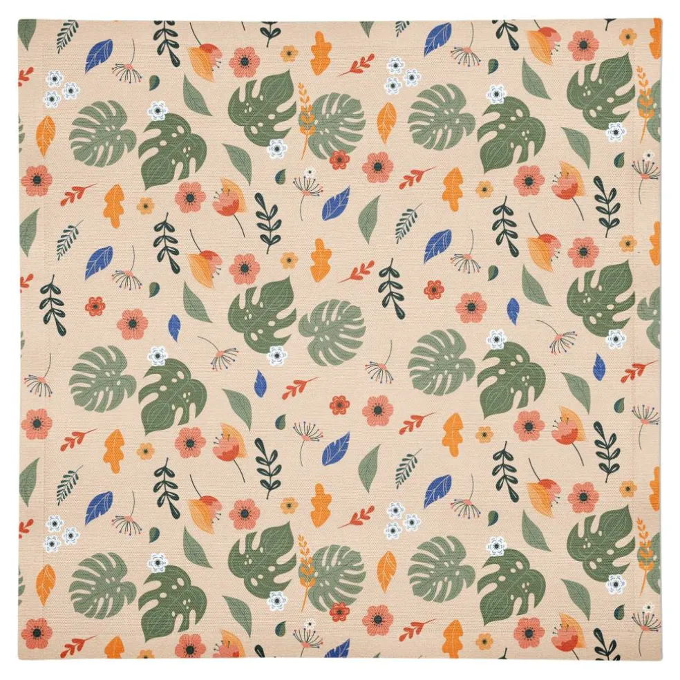 Floral Summer Palms 10" x 10" Cotton Twill Napkin
