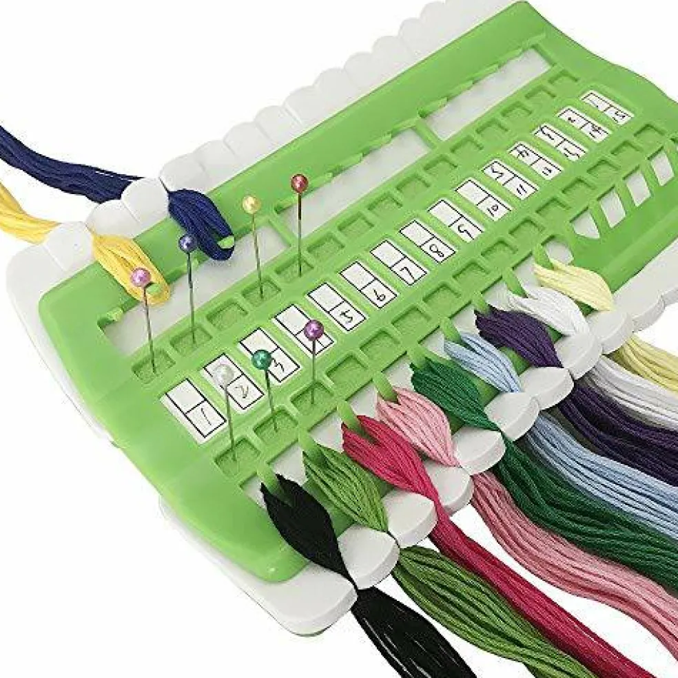 Floss Organizer Embroidery Kit Cross Stitch Tool, 30 Positions Thread Organizers, Plastic & Foam, Green