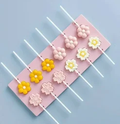 Flower Shape Silicone Lollipop Mold with 20 Sticks, 1 Piece Candy & Chocolate Craft Mold