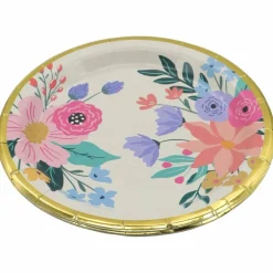 7" Flowers with Gold Trim Snack Plates, 8ct. by Celebrate Itâ„¢